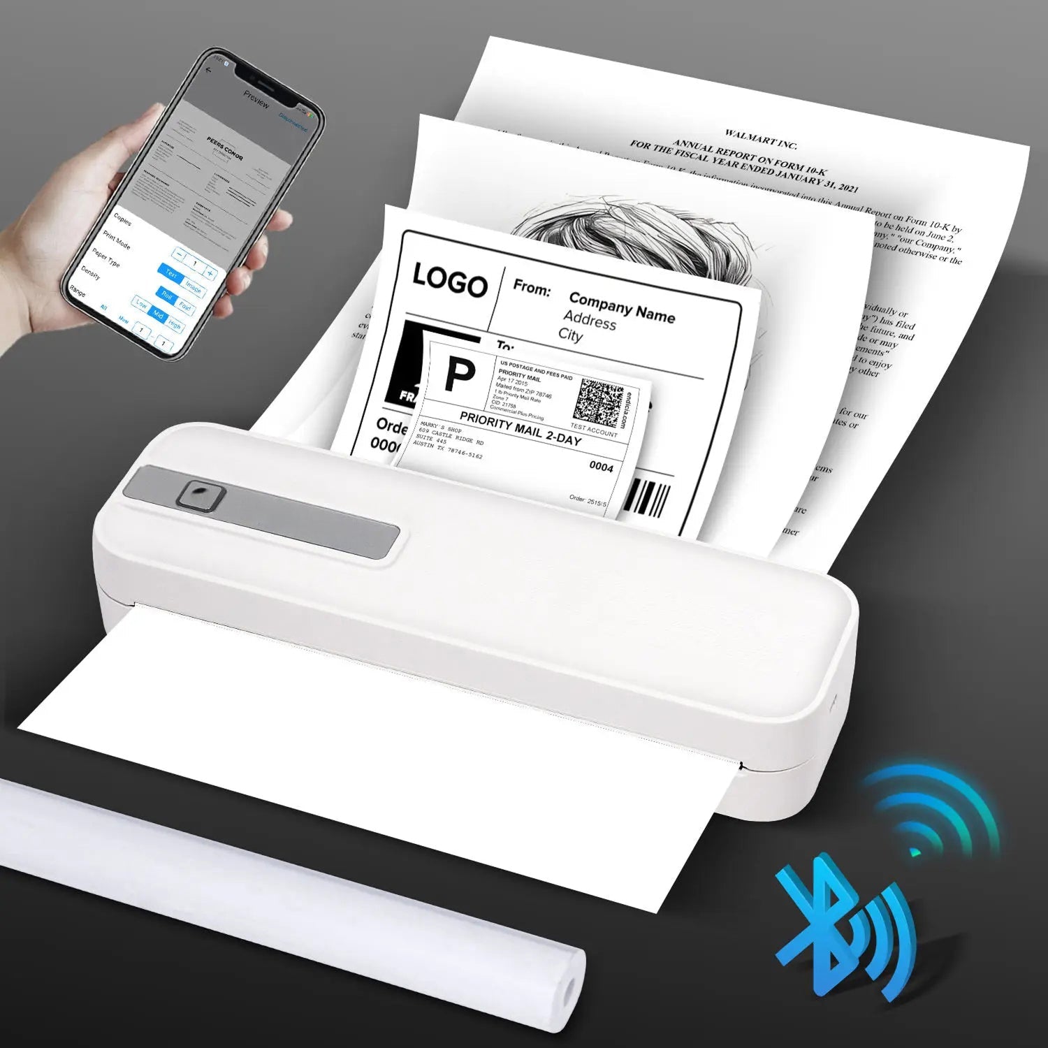 FastConnit Inkless thermal printing with 203 DPI resolution