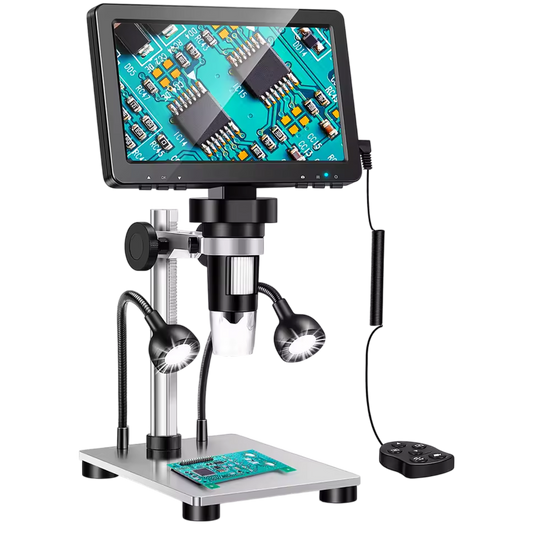 FathVisi 1000x HD Digital Microscope – 4.3" LCD Screen, 8 Adjustable LEDs & High-Precision Zoom