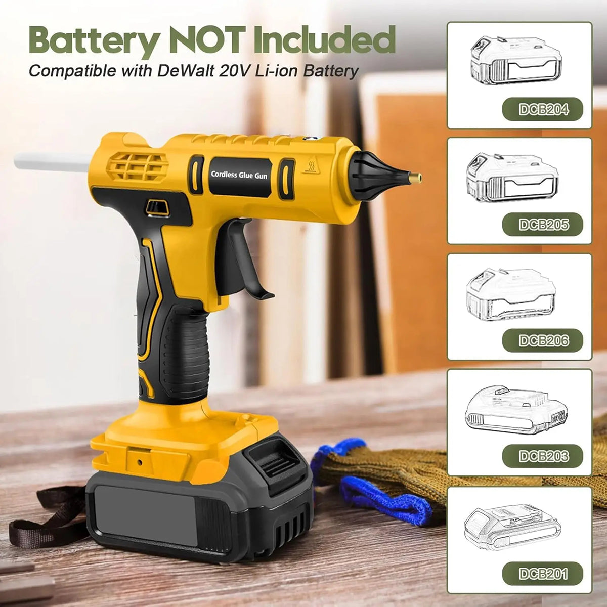Ferrenlok 100W Cordless Hot Glue Gun for DeWalt Battery