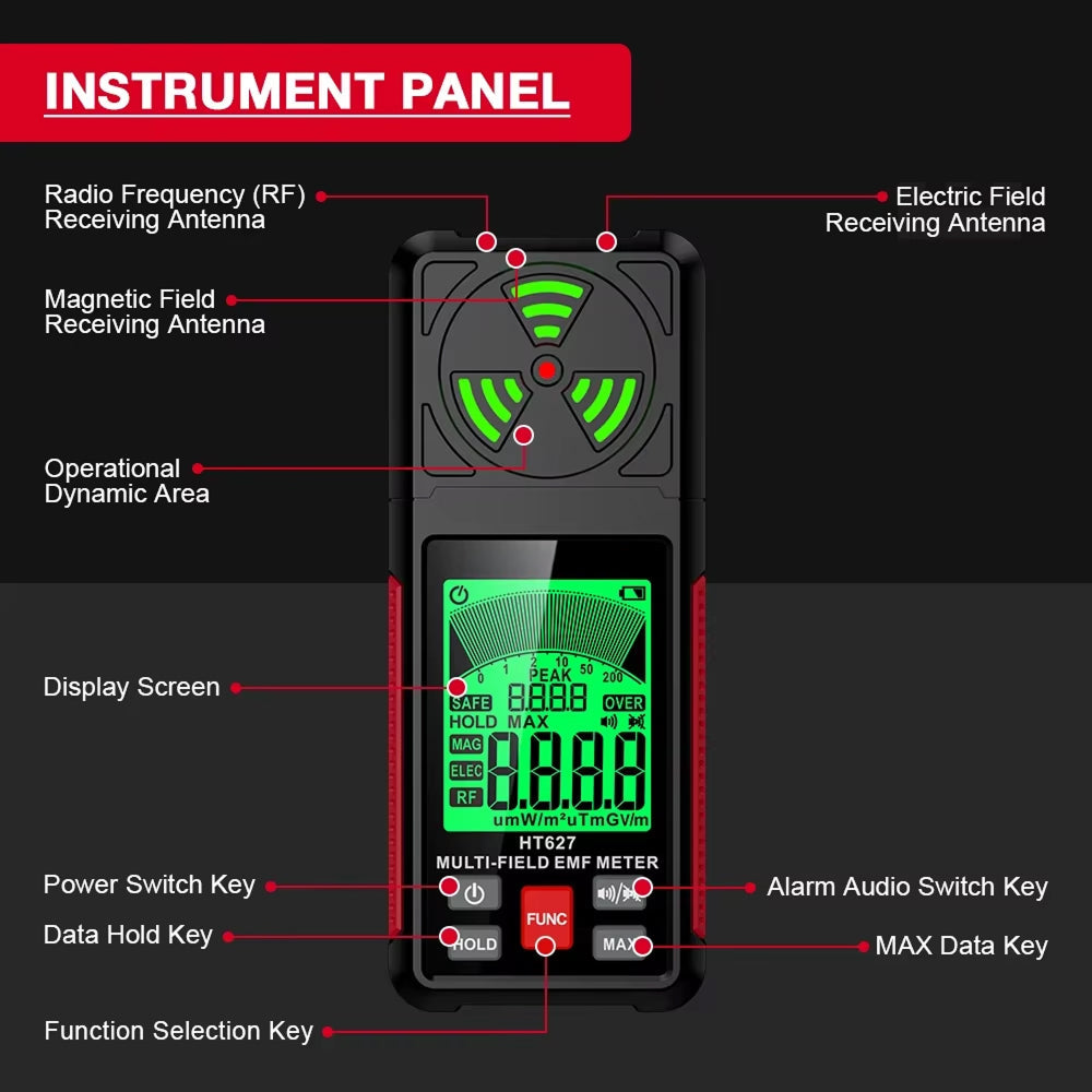 FindMaxal Digital Radiation Tester – High-Precision Triple Mode, Backlit LCD & Audible Alarm