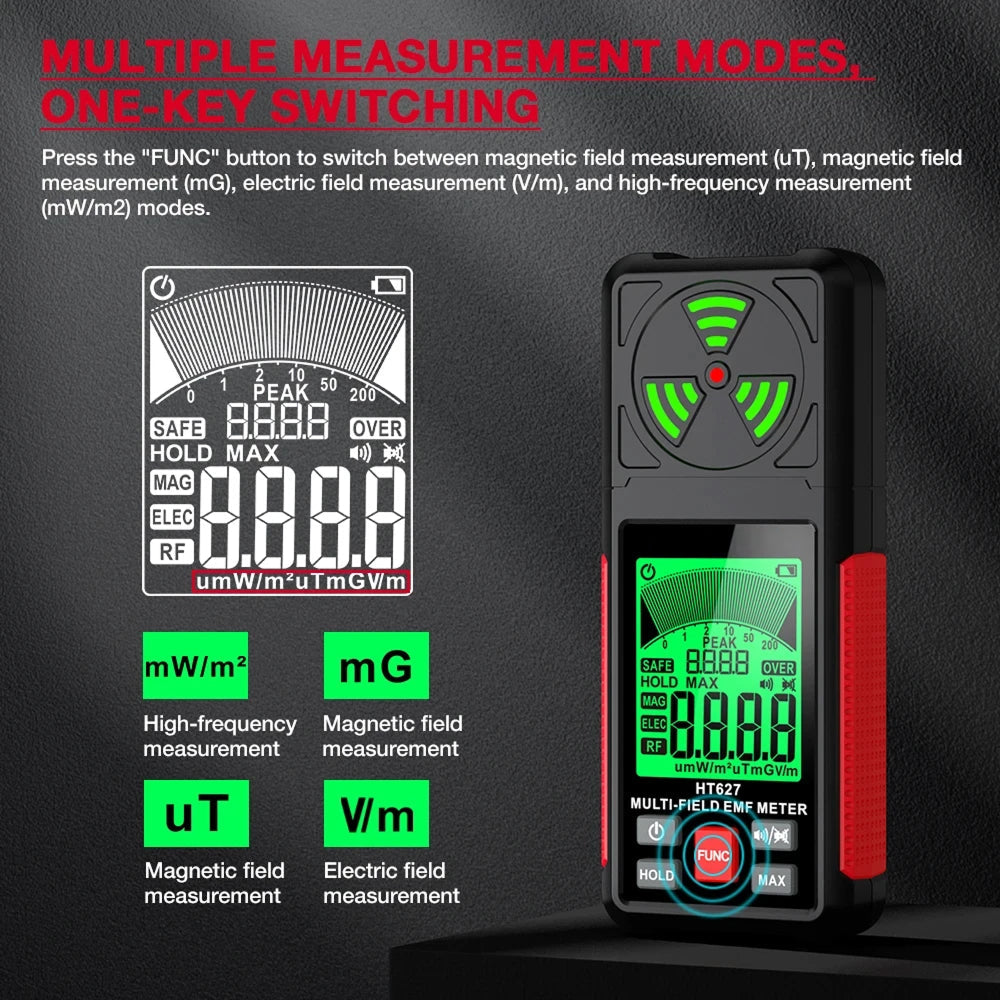 FindMaxal Digital Radiation Tester – High-Precision Triple Mode, Backlit LCD & Audible Alarm