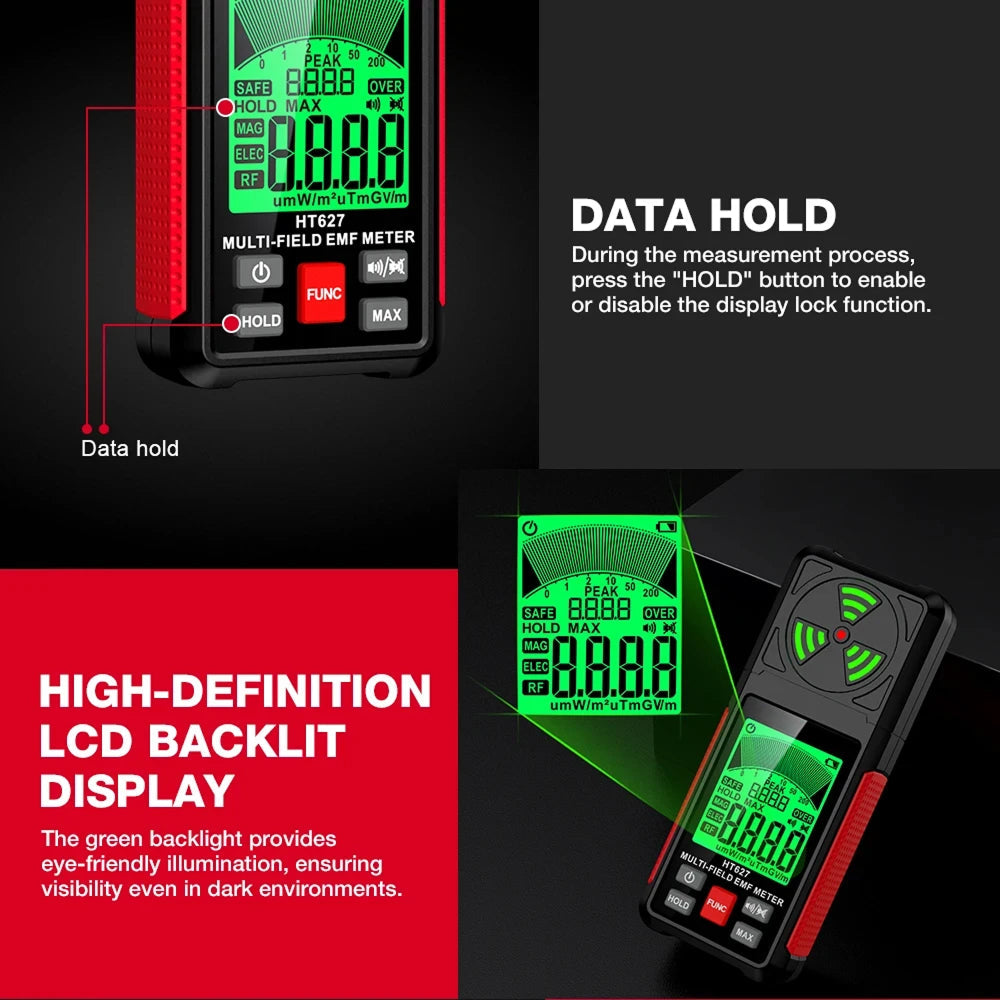 FindMaxal Digital Radiation Tester – High-Precision Triple Mode, Backlit LCD & Audible Alarm