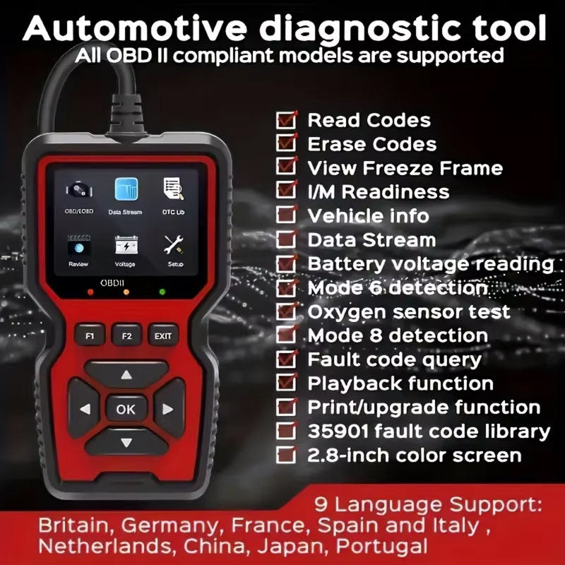 FixPolax OBD2 Scanner Professional - 35,901 DTC Library, Advanced Mode 6 & 8 Diagnostics, Battery Tester