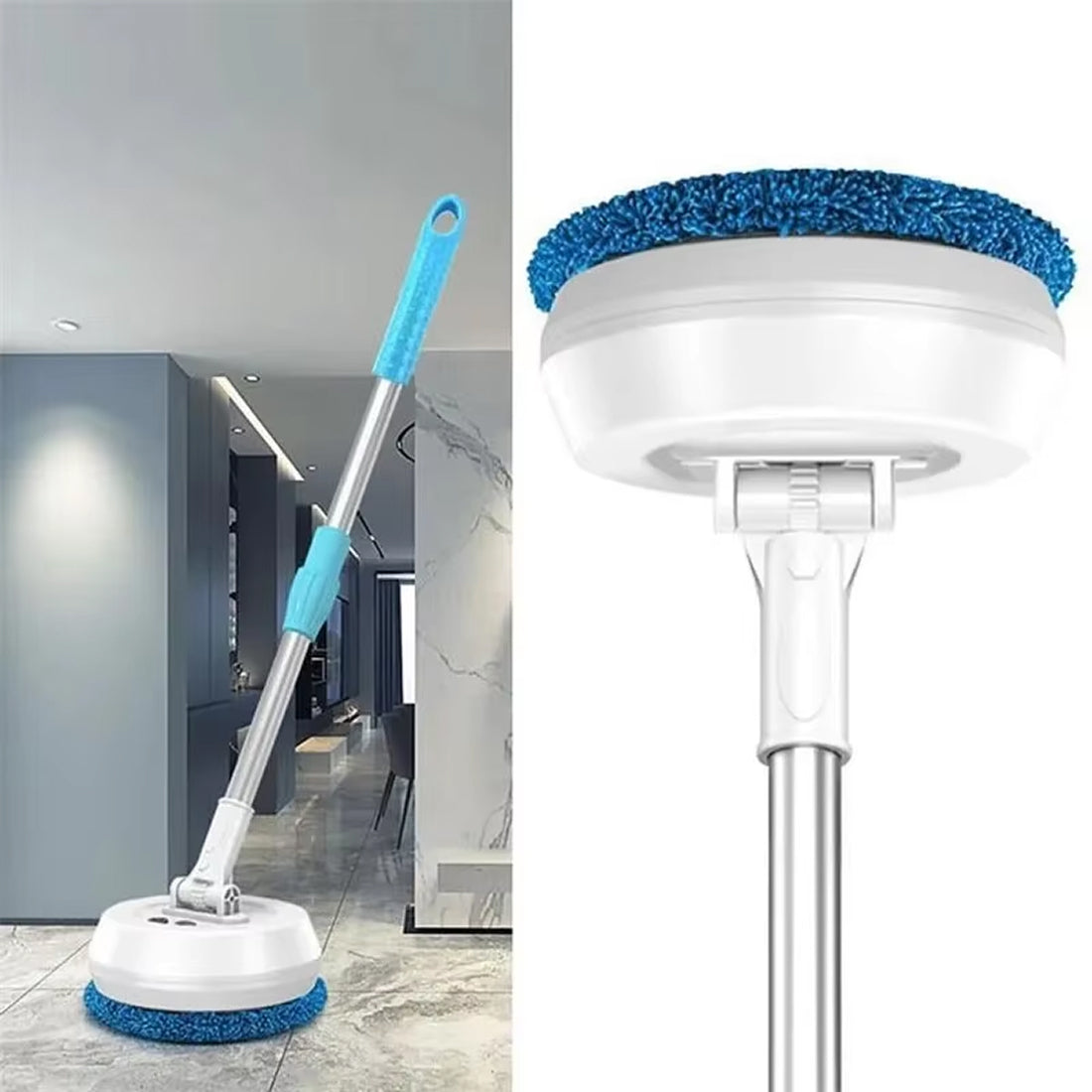 FlasiWipe Cordless Electric Mop – Dual Spinning Heads, Integrated Water Tank & LED Headlights