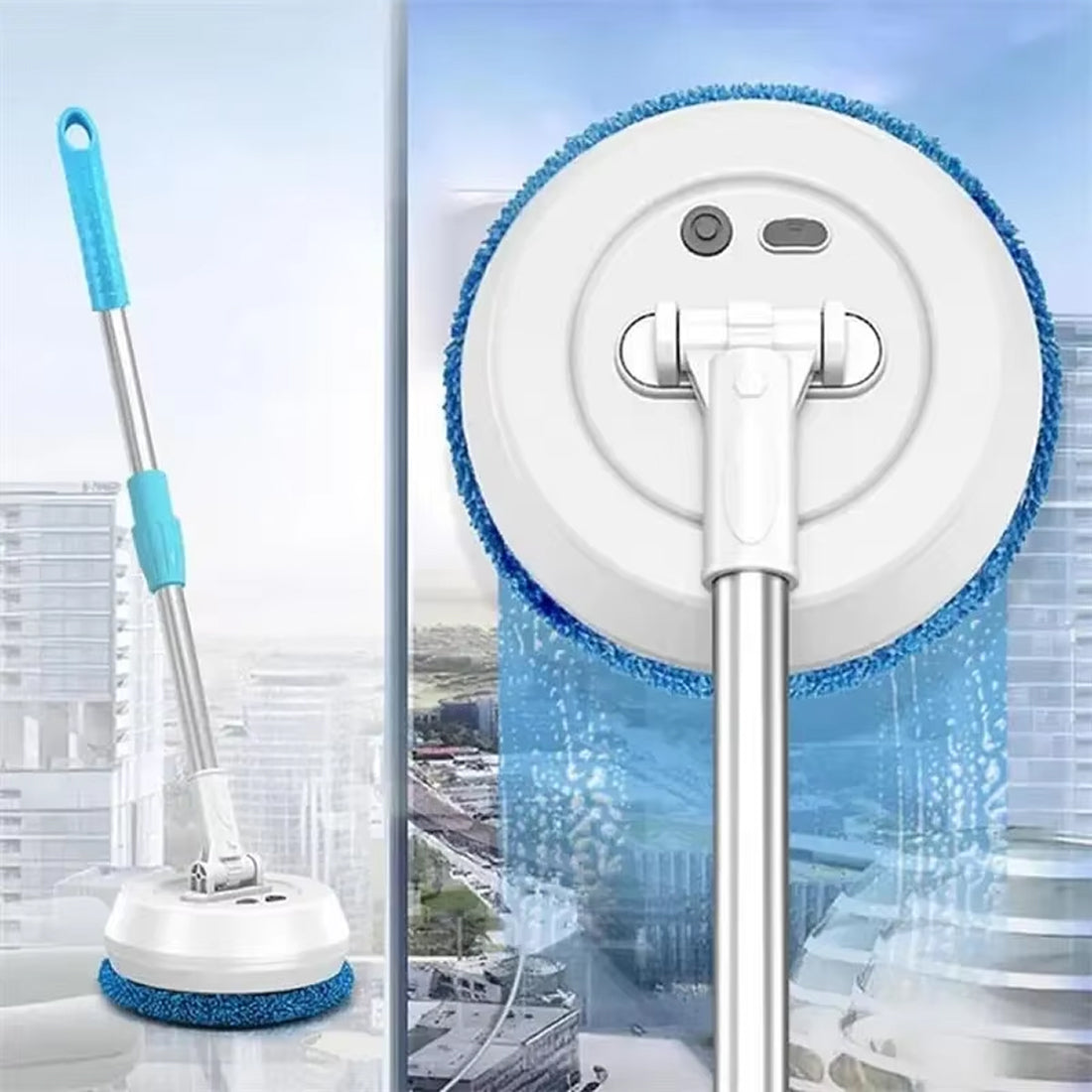 FlasiWipe Cordless Electric Mop – Dual Spinning Heads, Integrated Water Tank & LED Headlights