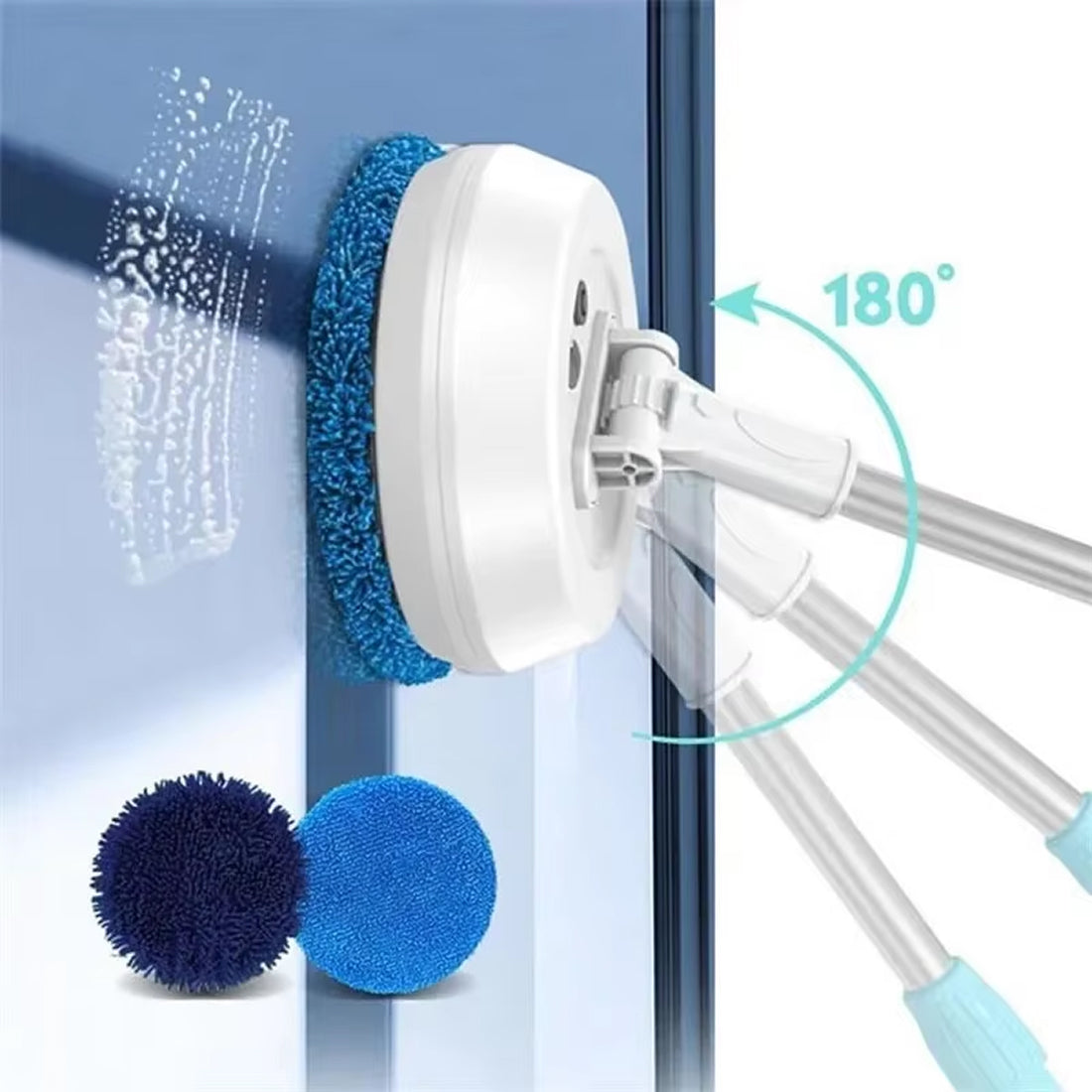 FlasiWipe Cordless Electric Mop – Dual Spinning Heads, Integrated Water Tank & LED Headlights