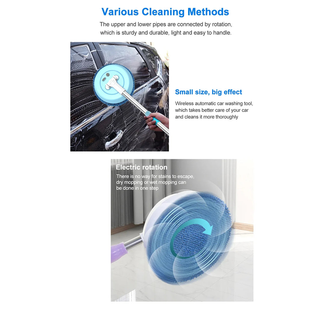 FlasiWipe Cordless Electric Mop – Dual Spinning Heads, Integrated Water Tank & LED Headlights