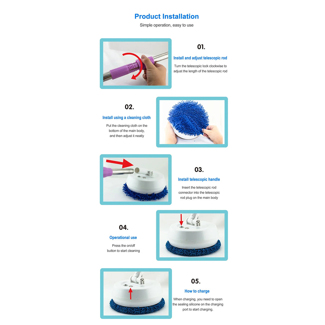 FlasiWipe Cordless Electric Mop – Dual Spinning Heads, Integrated Water Tank & LED Headlights
