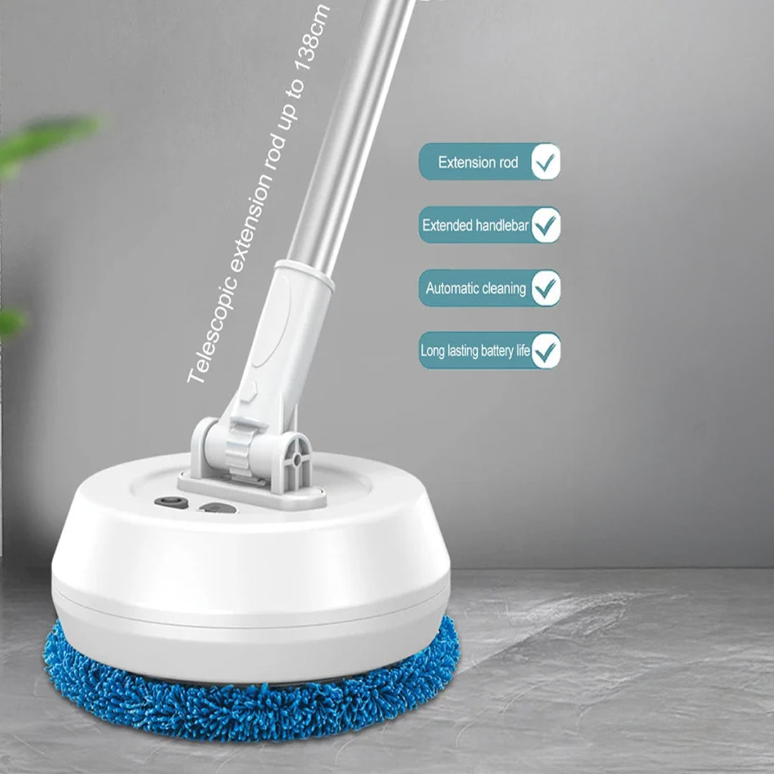 FlasiWipe Cordless Electric Mop – Dual Spinning Heads, Integrated Water Tank & LED Headlights