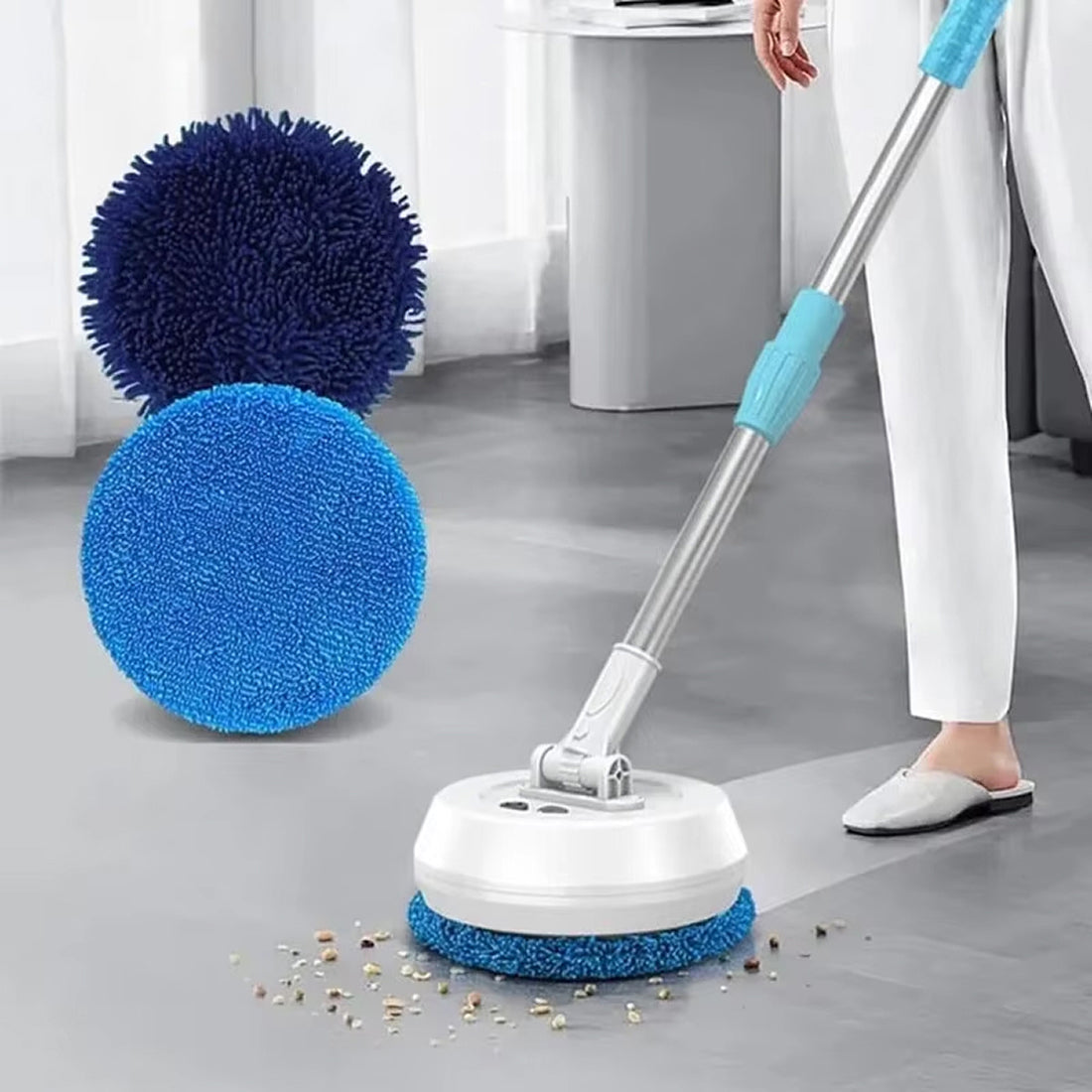 FlasiWipe Cordless Electric Mop – Dual Spinning Heads, Integrated Water Tank & LED Headlights