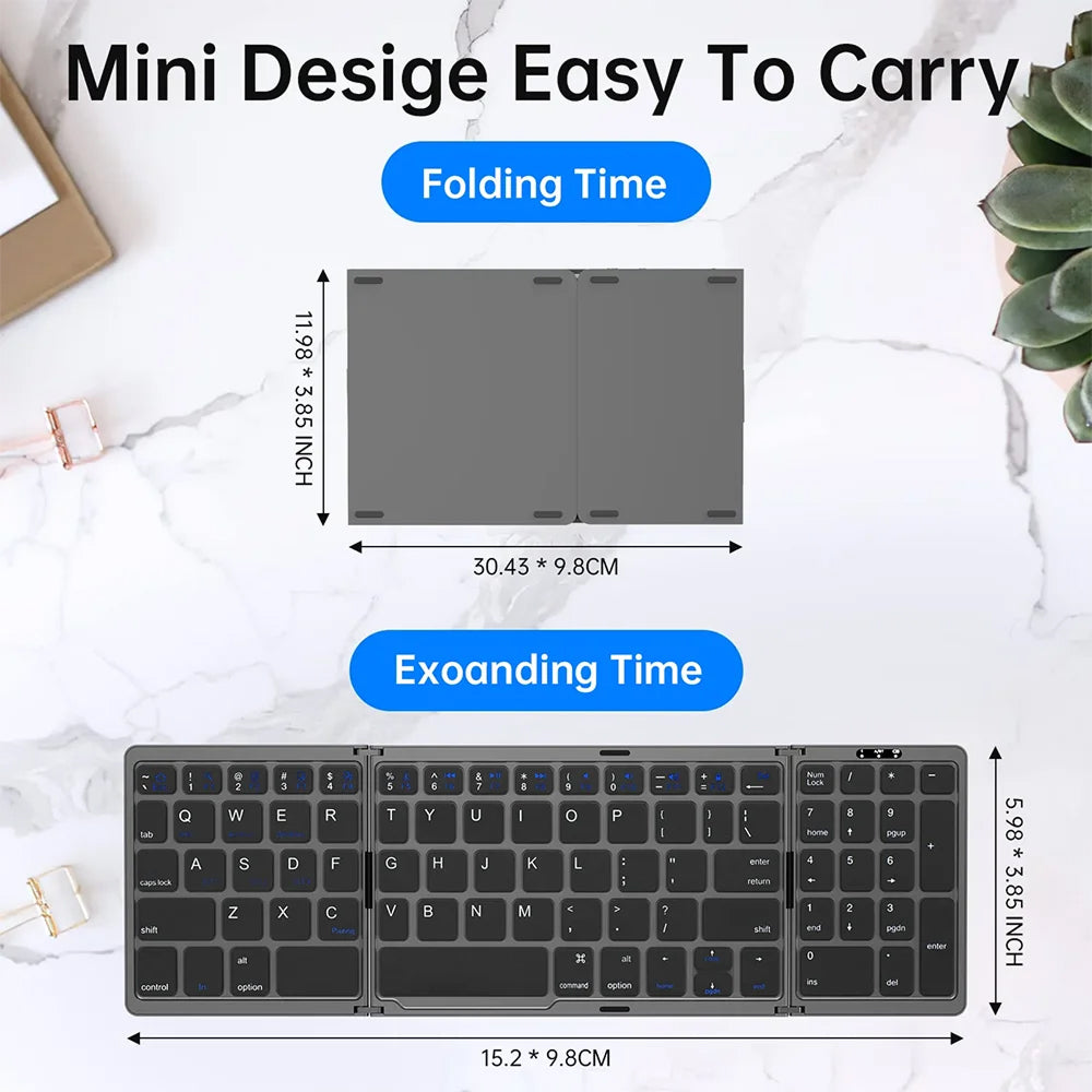FlipiKeys Foldable Bluetooth Keyboard – Ultra-Slim Pocket Size, Dual-Device Sync & Rechargeable Battery