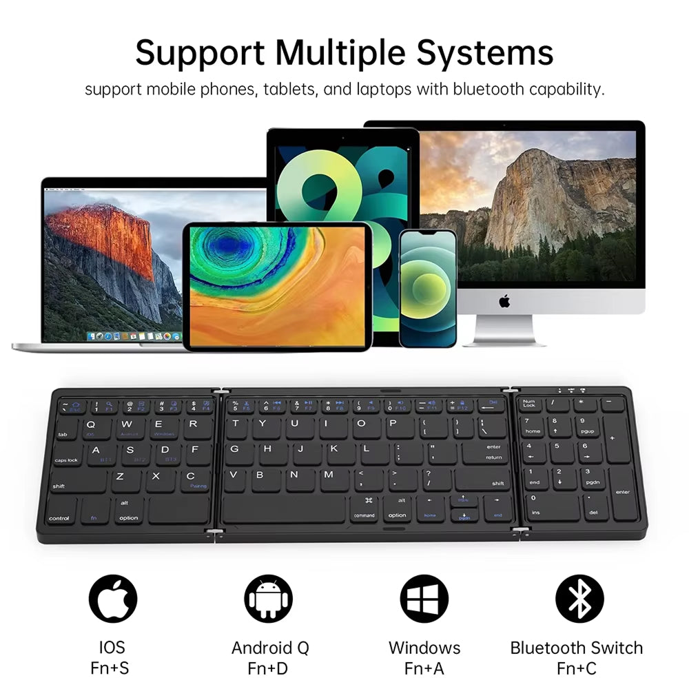 FlipiKeys Foldable Bluetooth Keyboard – Ultra-Slim Pocket Size, Dual-Device Sync & Rechargeable Battery