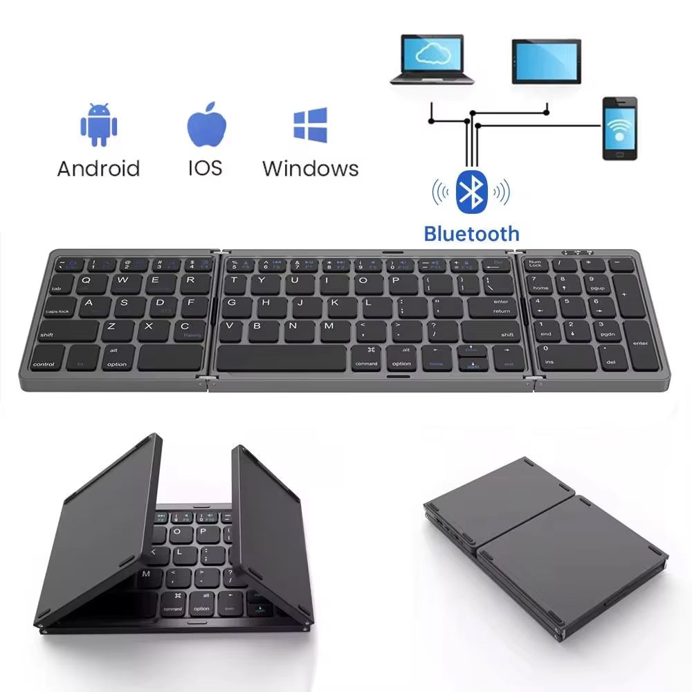 FlipiKeys Foldable Bluetooth Keyboard – Ultra-Slim Pocket Size, Dual-Device Sync & Rechargeable Battery
