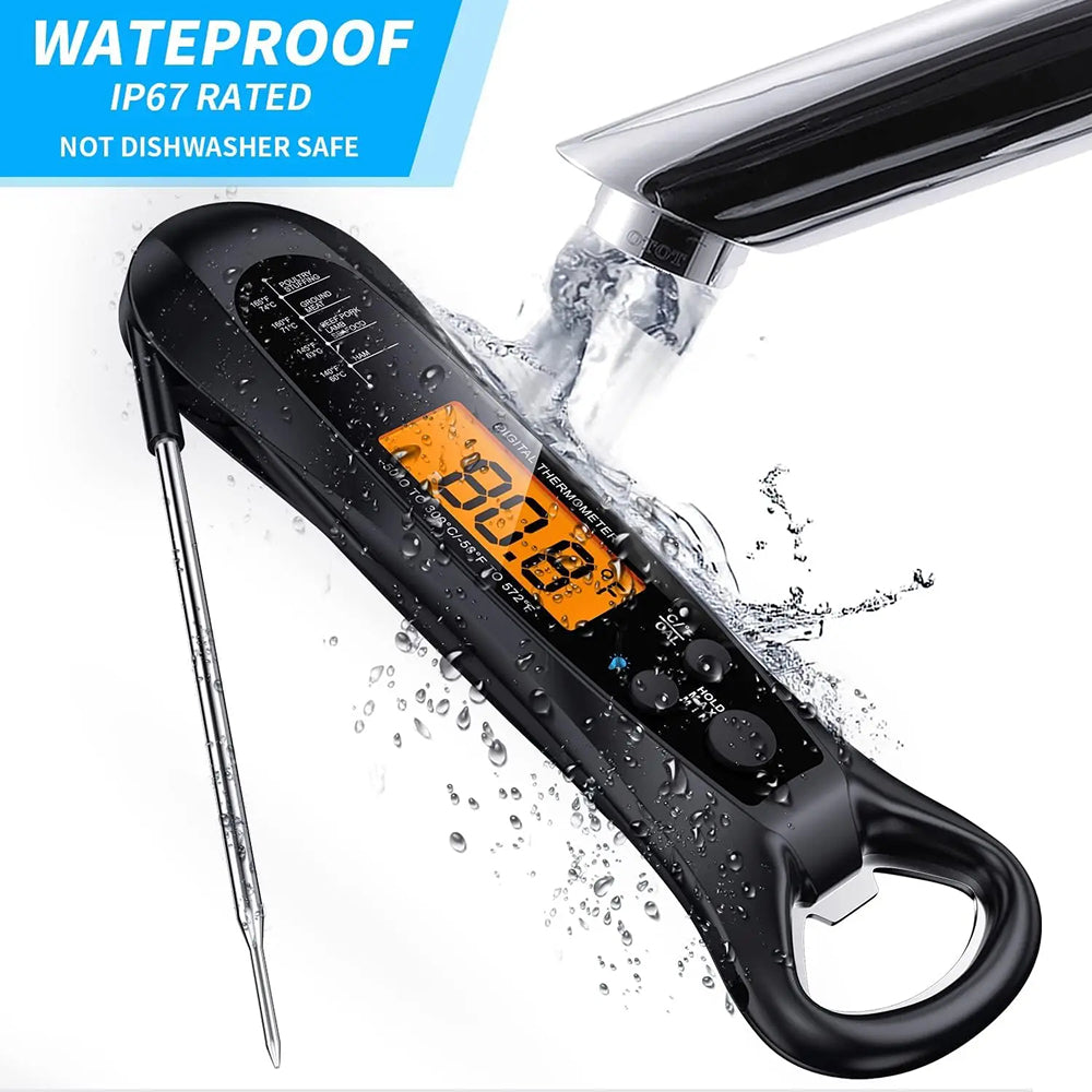 FodiVist Meat Thermometer Instant Read 2-3 Sec ±0.9°F Waterproof Backlit LED Calibration