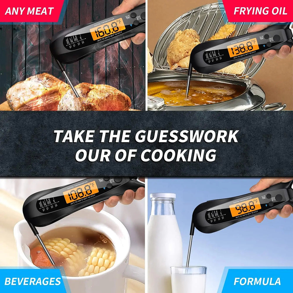 FodiVist Meat Thermometer Instant Read 2-3 Sec ±0.9°F Waterproof Backlit LED Calibration