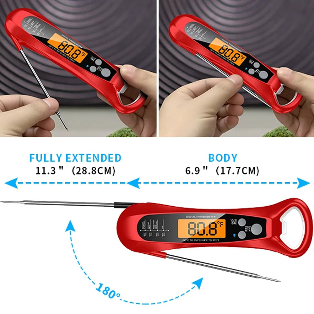 FodiVist Meat Thermometer Instant Read 2-3 Sec ±0.9°F Waterproof Backlit LED Calibration