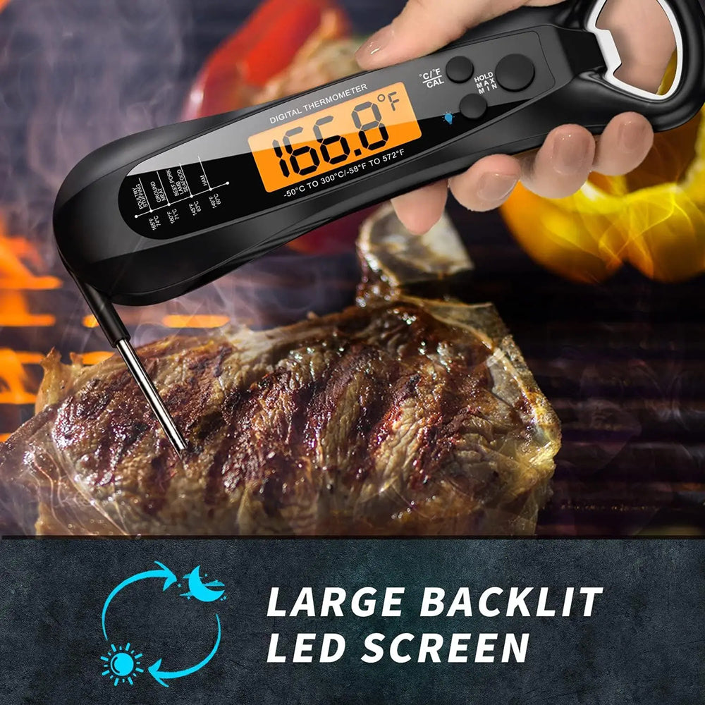 FodiVist Meat Thermometer Instant Read 2-3 Sec ±0.9°F Waterproof Backlit LED Calibration
