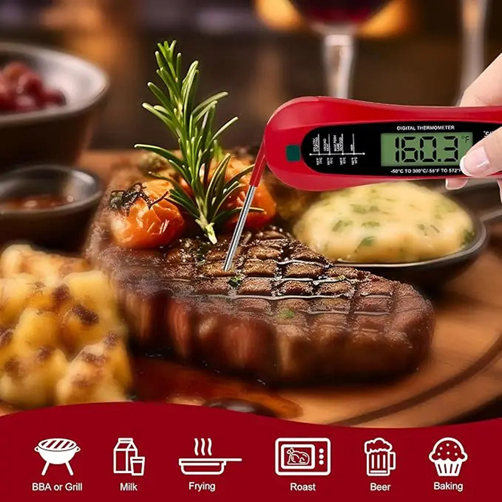 FodiVist Meat Thermometer Instant Read 2-3 Sec ±0.9°F Waterproof Backlit LED Calibration