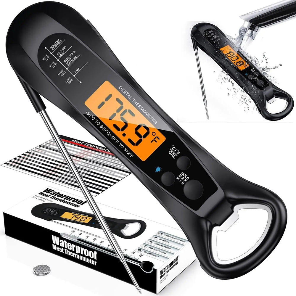 FodiVist Meat Thermometer Instant Read 2-3 Sec ±0.9°F Waterproof Backlit LED Calibration
