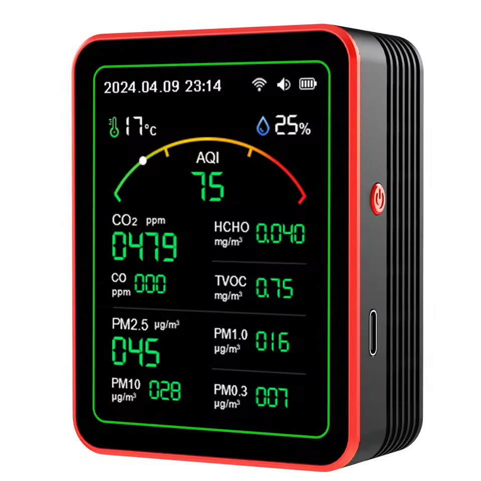FresRoomi 6-in-1 Smart Monitor – Real-Time CO2, PM2.5, TVOC & Formaldehyde Detector