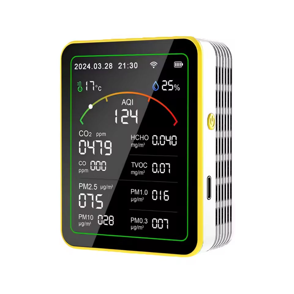 FresRoomi 6-in-1 Smart Monitor – Real-Time CO2, PM2.5, TVOC & Formaldehyde Detector