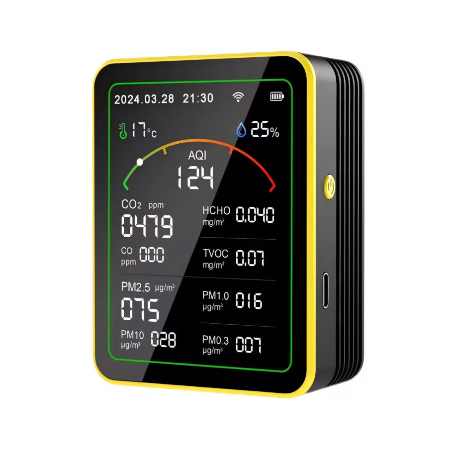 FresRoomi 6-in-1 Smart Monitor – Real-Time CO2, PM2.5, TVOC & Formaldehyde Detector