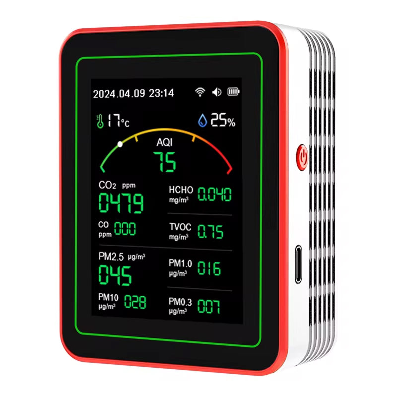 FresRoomi 6-in-1 Smart Monitor – Real-Time CO2, PM2.5, TVOC & Formaldehyde Detector