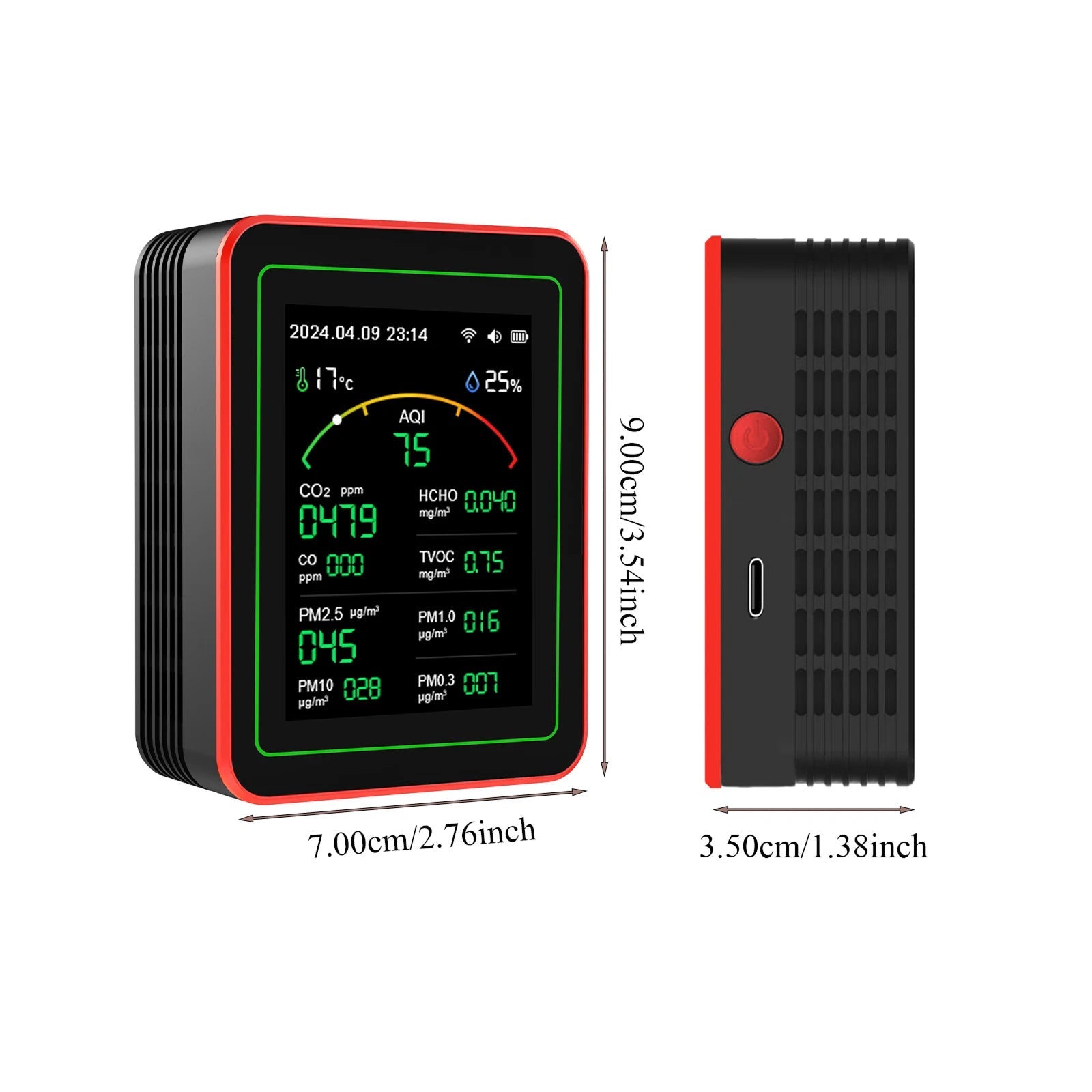 FresRoomi 6-in-1 Smart Monitor – Real-Time CO2, PM2.5, TVOC & Formaldehyde Detector