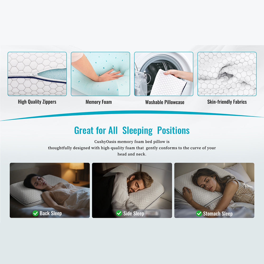 GeliPillex Cooling Gel Memory Foam Pillow Orthopedic Neck Support for All Sleepers