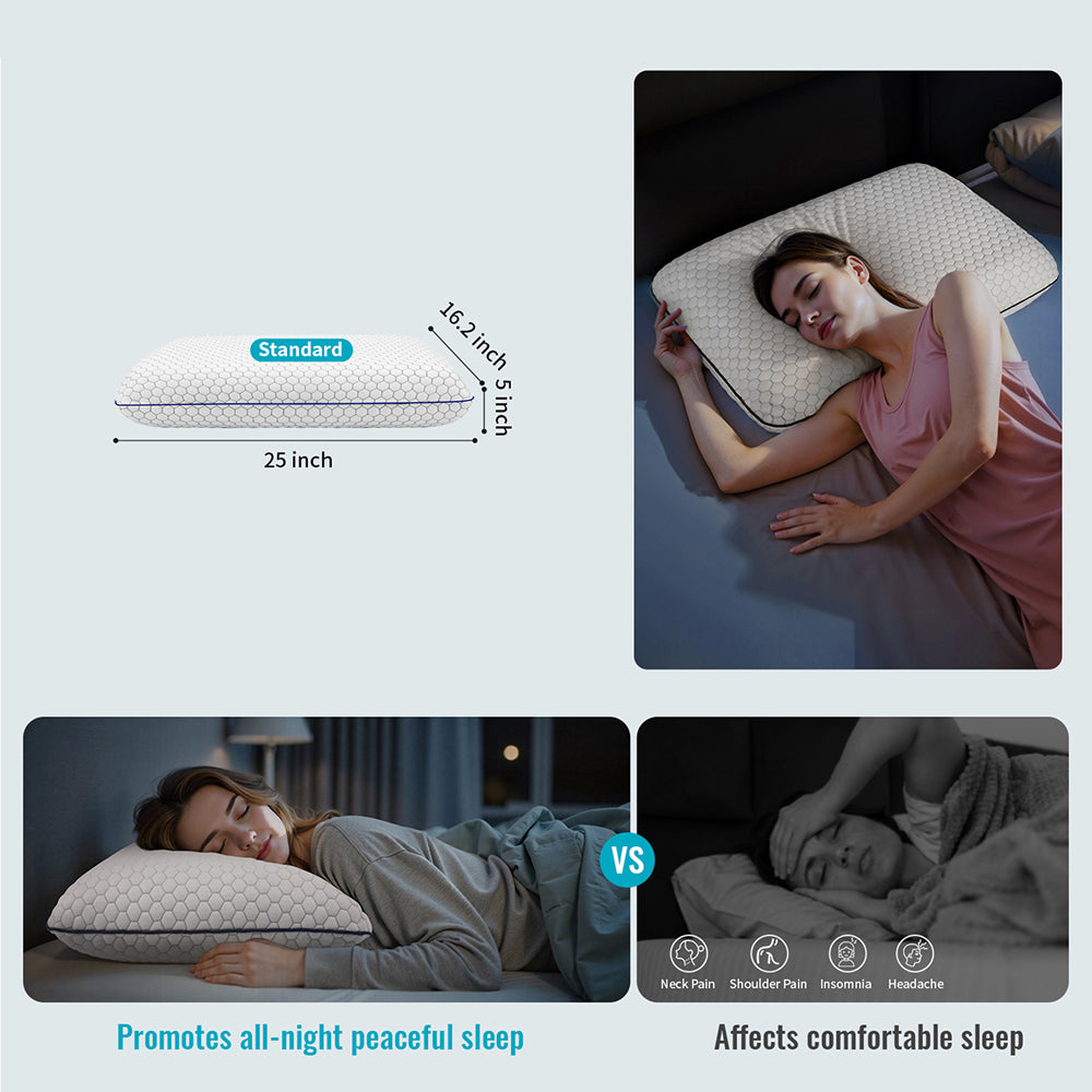 GeliPillex Cooling Gel Memory Foam Pillow Orthopedic Neck Support for All Sleepers