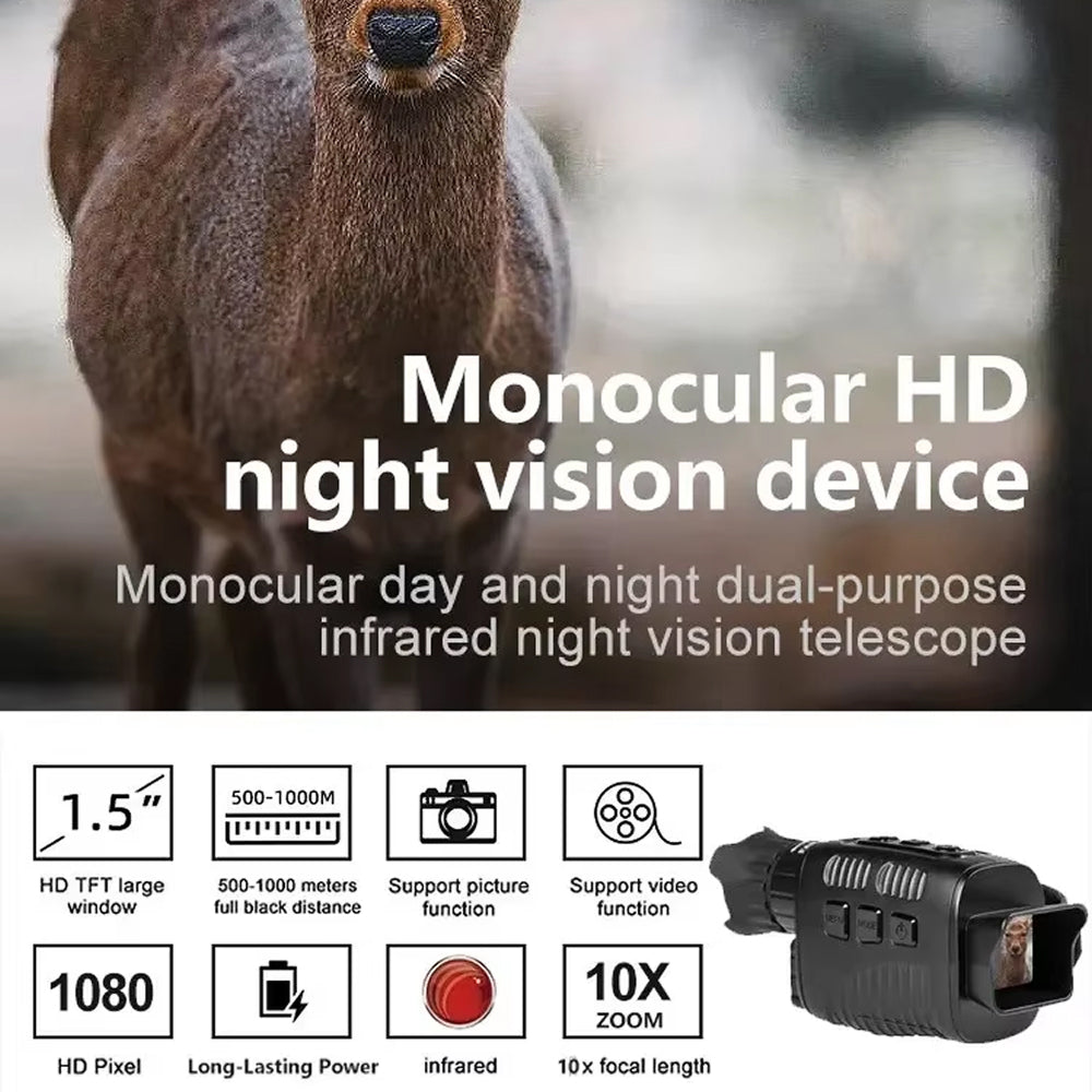 GesDoriq Night Vision Monocular 1080P HD 800m Range 5X Zoom 3800mAh Battery