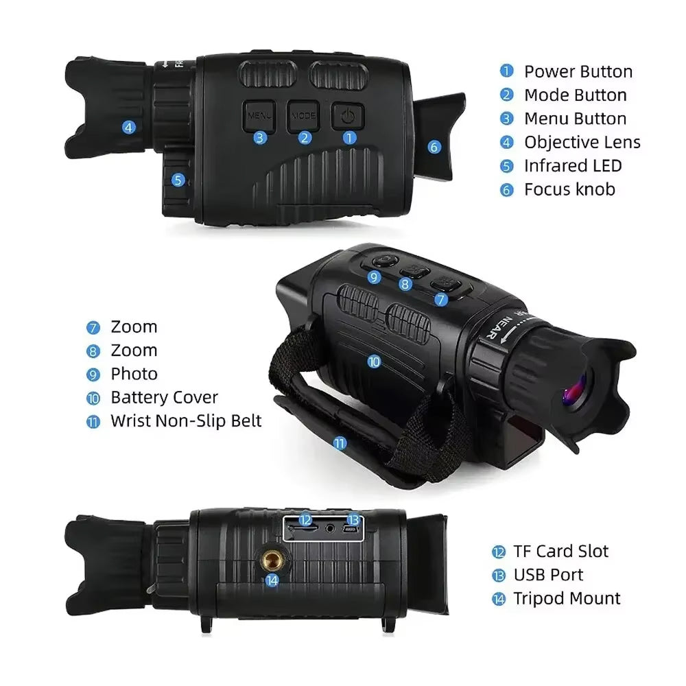 GesDoriq Night Vision Monocular 1080P HD 800m Range 5X Zoom 3800mAh Battery