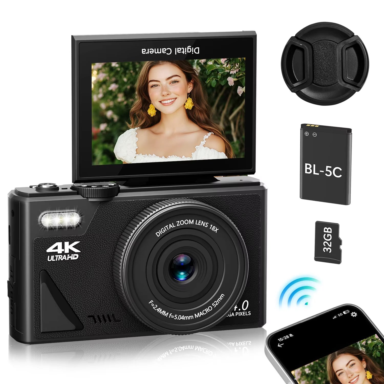 NotaImic 48MP Point and Shoot Camera – 4K Ultra HD Video, 16X Digital Zoom & 2.8