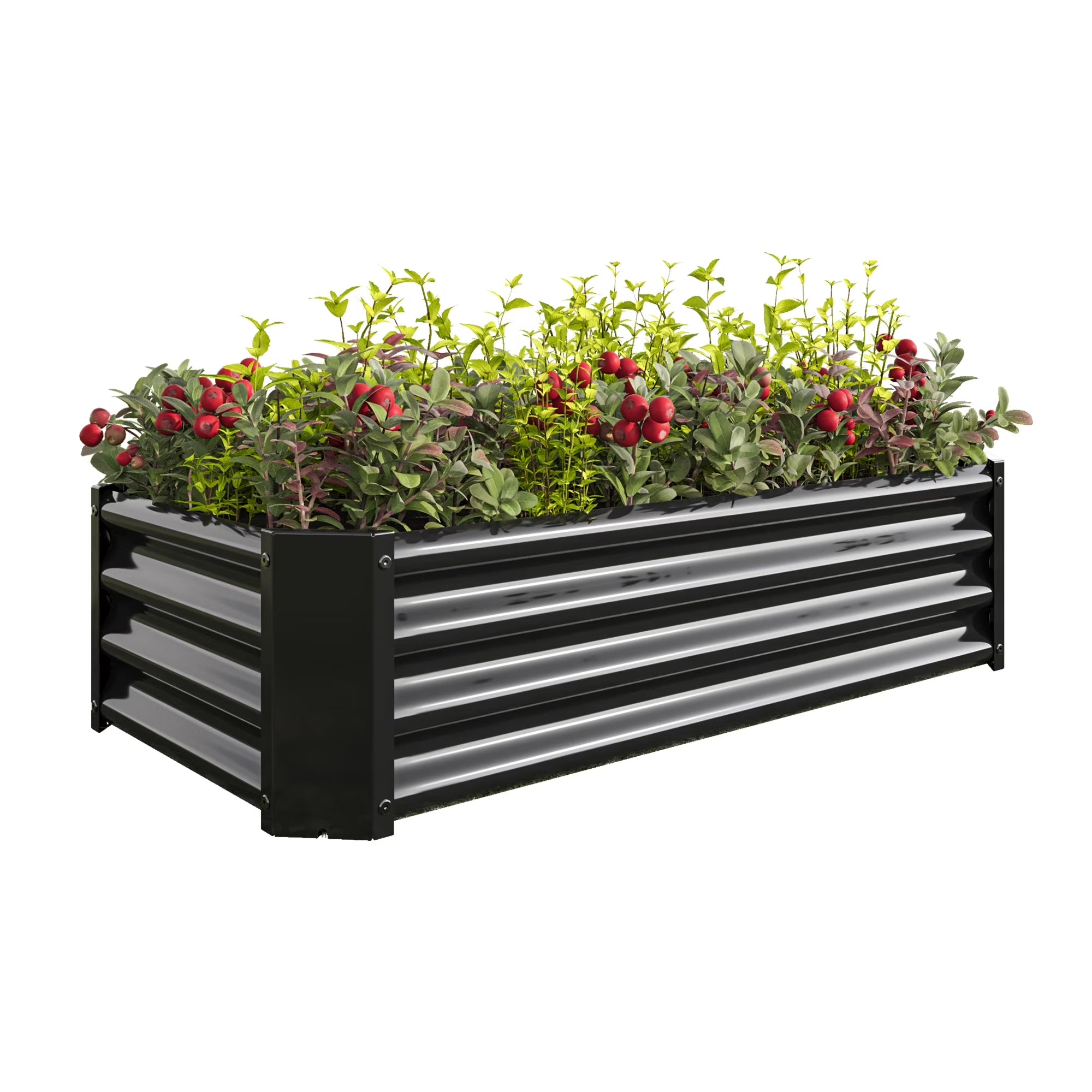 GoxiVamin Raised Garden Bed – Galvanized Steel Planter Box with Safety Edges & Support Bars