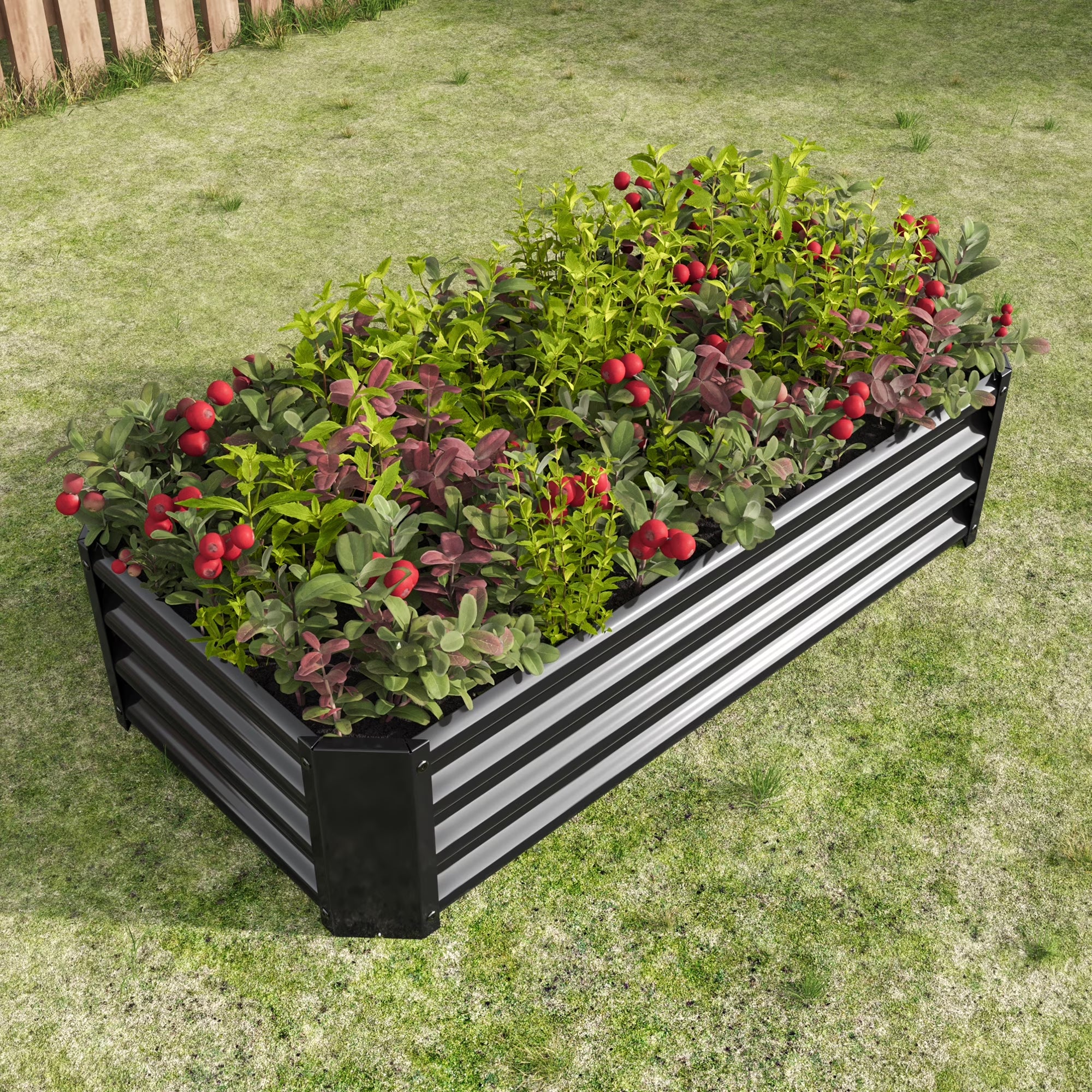 GoxiVamin Raised Garden Bed – Galvanized Steel Planter Box with Safety Edges & Support Bars