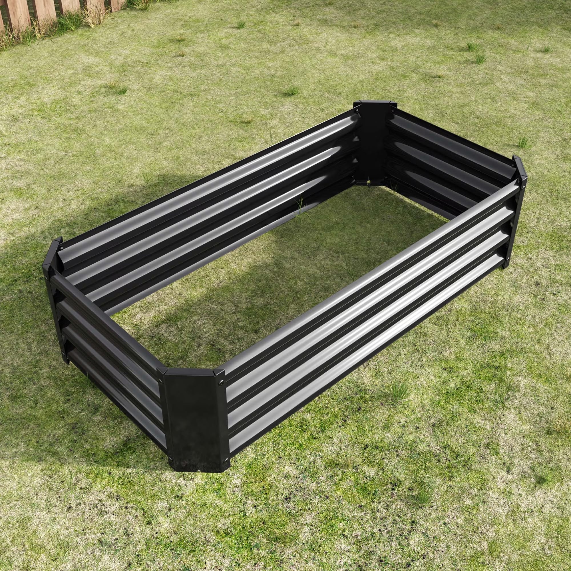 GoxiVamin Raised Garden Bed – Galvanized Steel Planter Box with Safety Edges & Support Bars