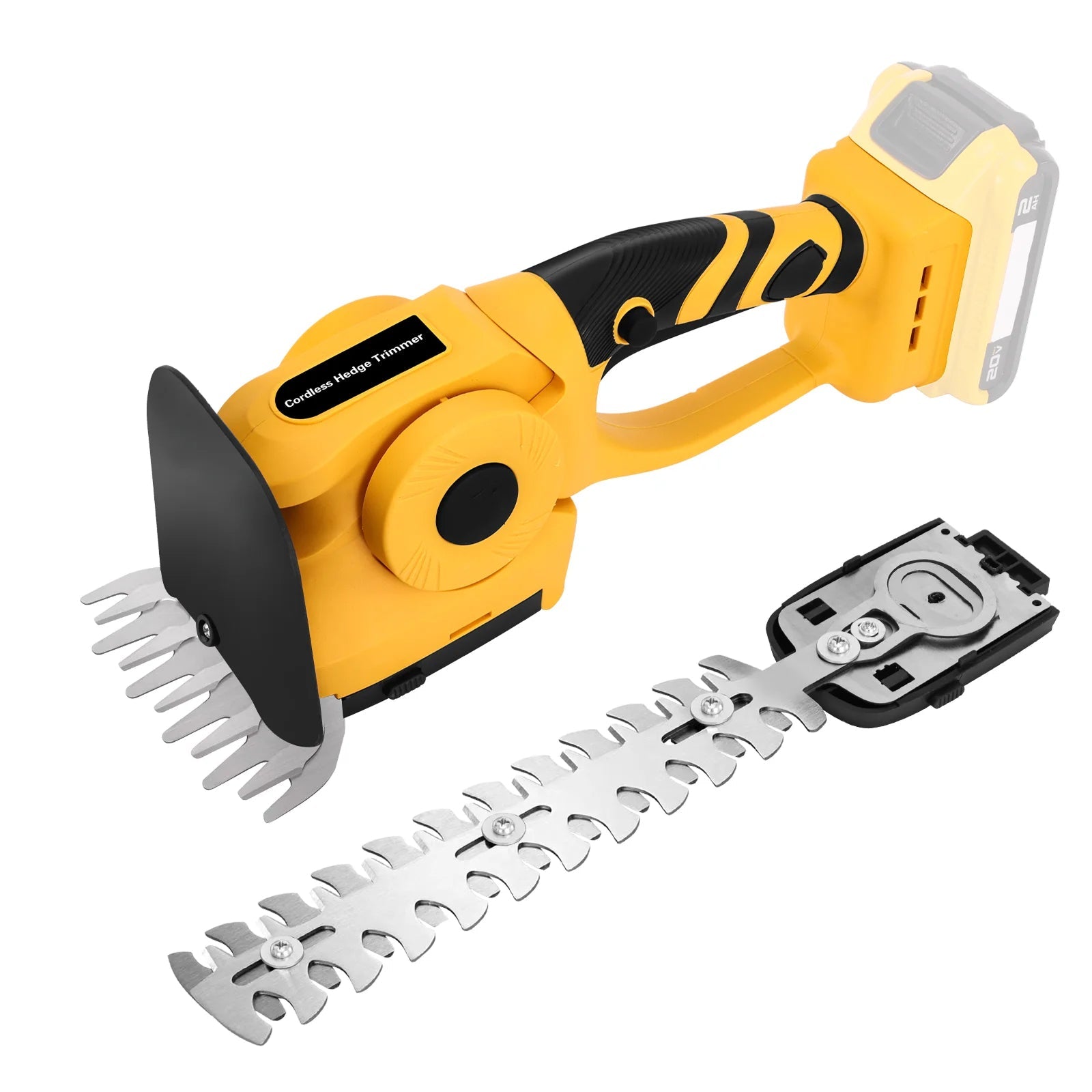 GraxClin Battery Hedge Trimmer – 20-Inch Dual Action Blades, 20V Cordless Power & Safety Guard