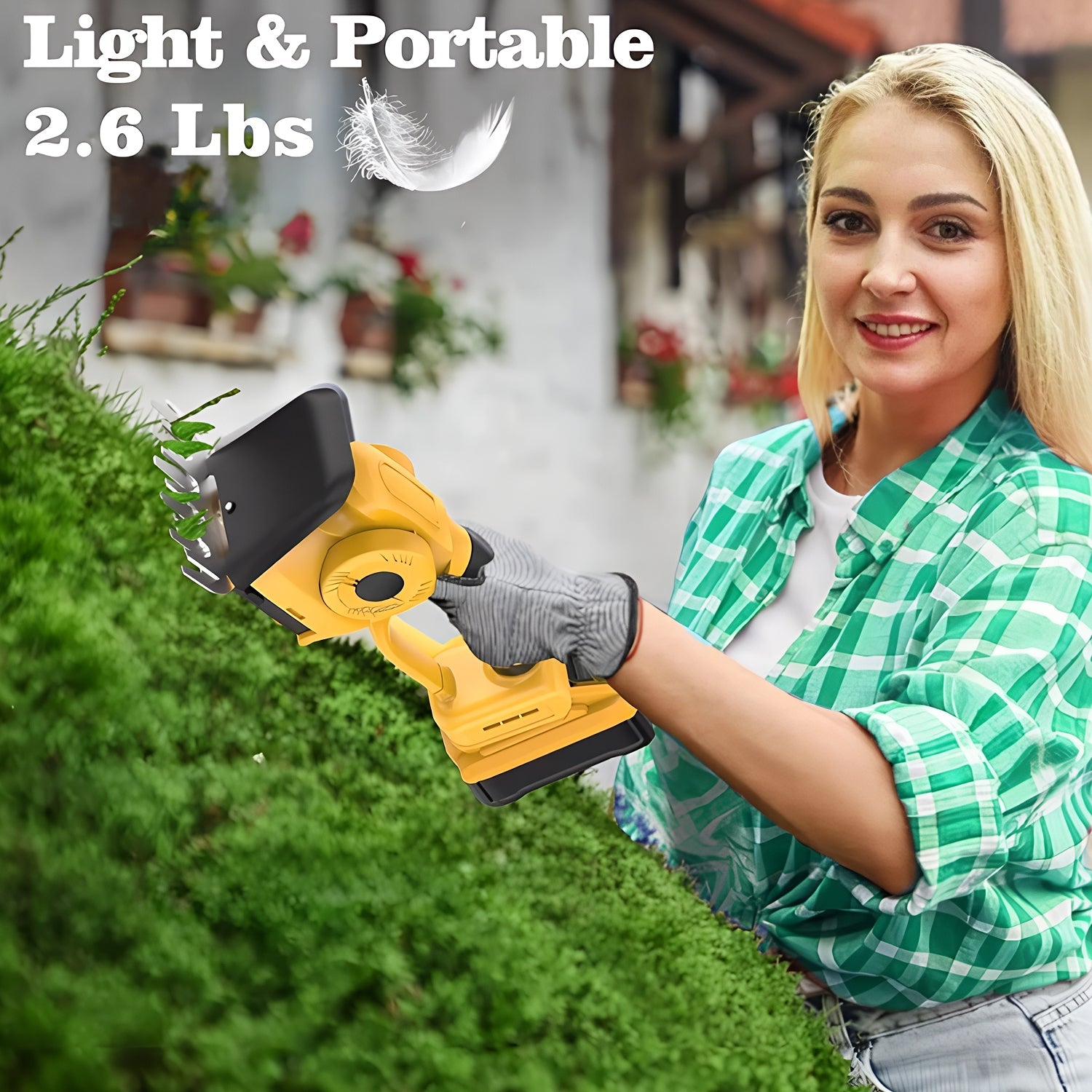 GraxClin Battery Hedge Trimmer – 20-Inch Dual Action Blades, 20V Cordless Power & Safety Guard