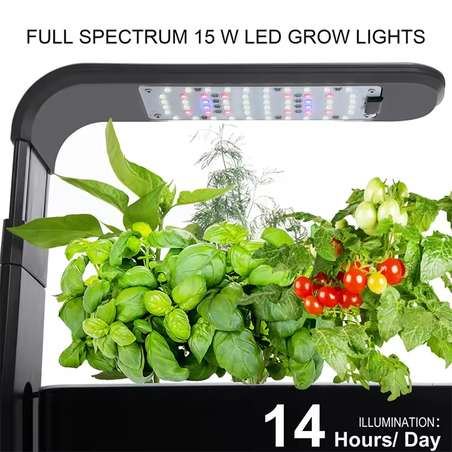 GreenKixa Indoor Hydroponic Garden - 15W Full Spectrum LED Grow Light, Silent Pump System