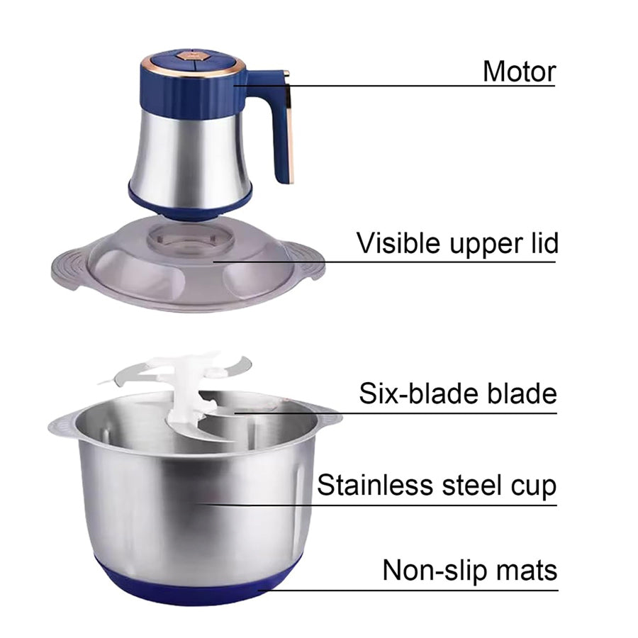 GrixMici Electric Meat Grinder – 2500W Peak Power, Stainless Steel Blades & 3 Grinding Plates