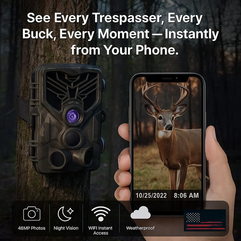 48MP WiFi Trail Game Camera 0.2s Trigger Speed Night Vision 4K