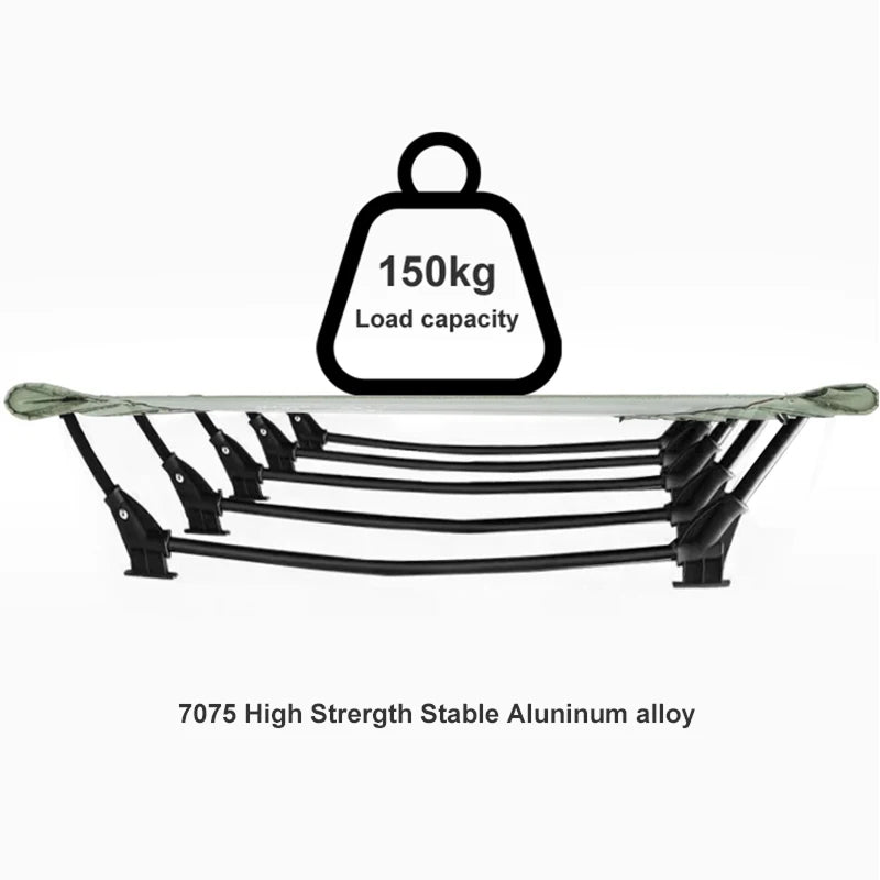 HaciVelas Heavy-Duty Camping Cot – Foldable Steel Tube Frame, Breathable Oxford Fabric & Storage Pocket
