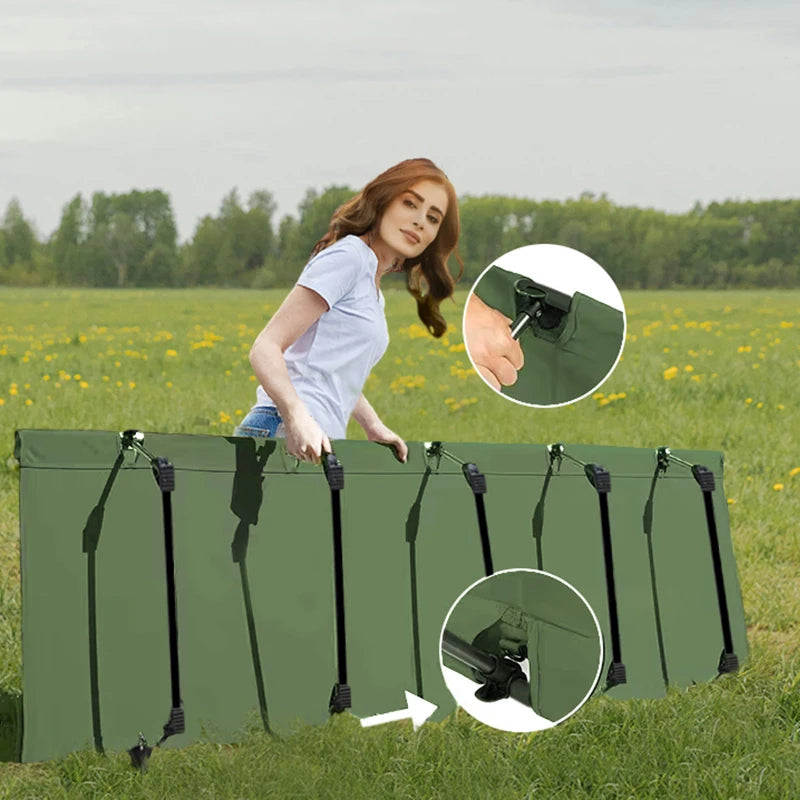 HaciVelas Heavy-Duty Camping Cot – Foldable Steel Tube Frame, Breathable Oxford Fabric & Storage Pocket