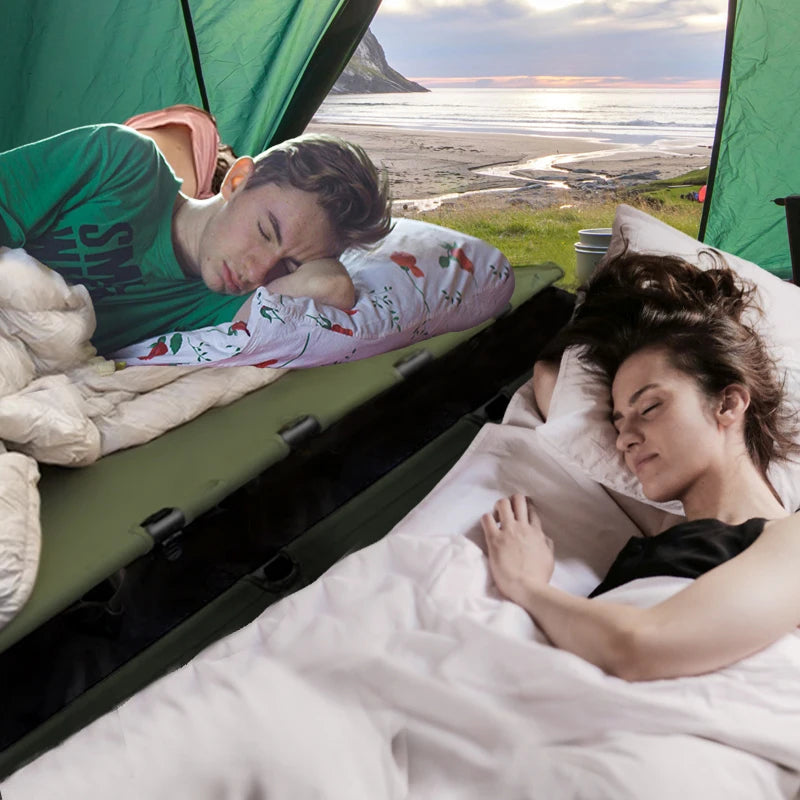 HaciVelas Heavy-Duty Camping Cot – Foldable Steel Tube Frame, Breathable Oxford Fabric & Storage Pocket