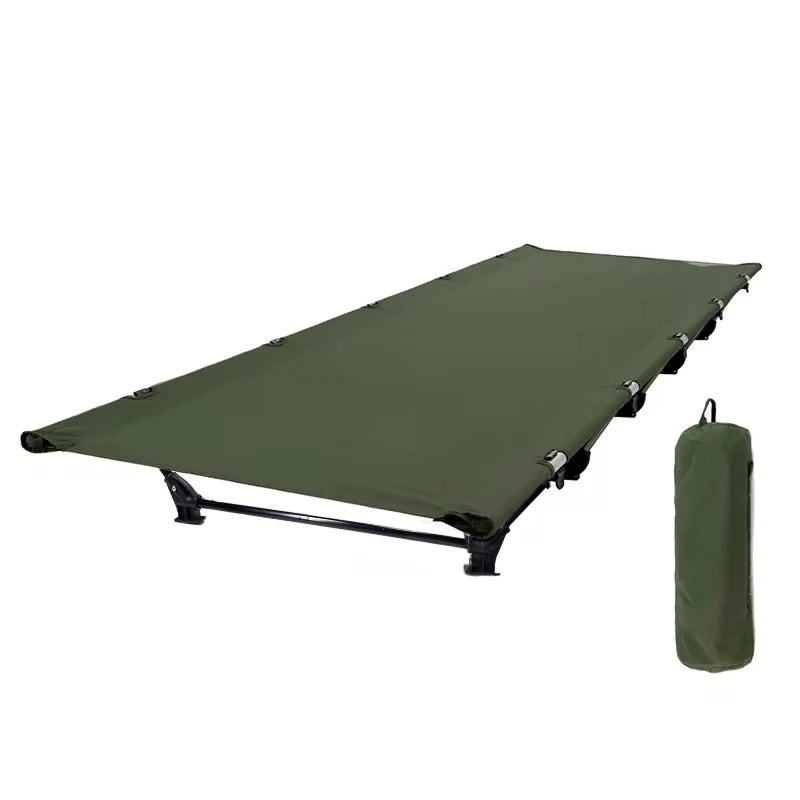 HaciVelas Heavy-Duty Camping Cot – Foldable Steel Tube Frame, Breathable Oxford Fabric & Storage Pocket