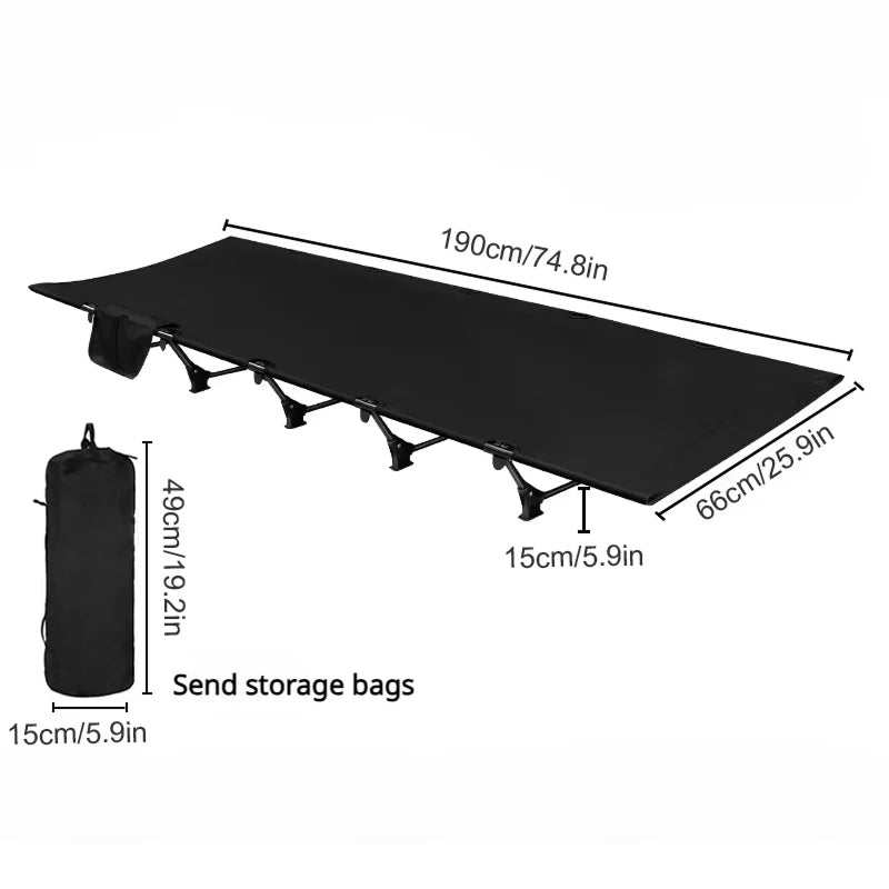 HaciVelas Heavy-Duty Camping Cot – Foldable Steel Tube Frame, Breathable Oxford Fabric & Storage Pocket