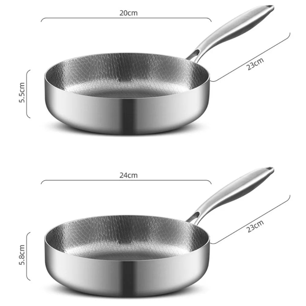 HadiZeav Professional Saute Pan – Tri-Ply Stainless Steel Core, Deep Side Walls & Tempered Glass Lid