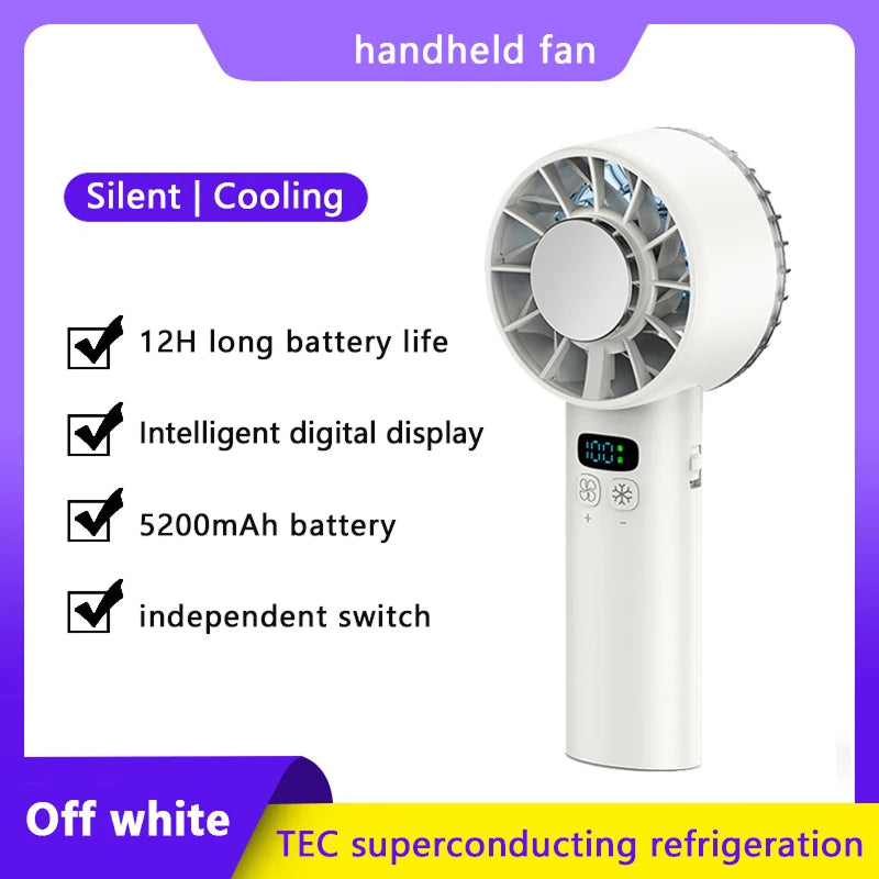HadixLiv Portable Handheld Fan – USB Rechargeable, 3 Wind Speeds & Ultra-Quiet Personal Cooler