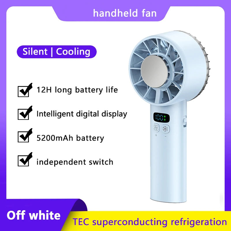 HadixLiv Portable Handheld Fan – USB Rechargeable, 3 Wind Speeds & Ultra-Quiet Personal Cooler