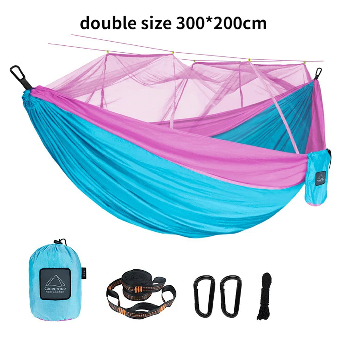 HamoxCix 2-Person Camping Hammock – 210T Tear-Proof Parachute Nylon, Heavy-Duty Straps & Compact Pouch